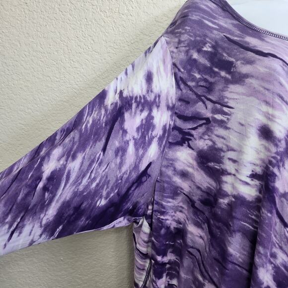 Livi Purple Tie Dye Athleisure Split Back Top 22 24 New With Tags Long Sleeves - Picture 2 of 6
